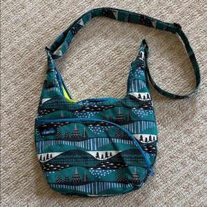 Kavu Teal & black Patterned Crossbody Bag